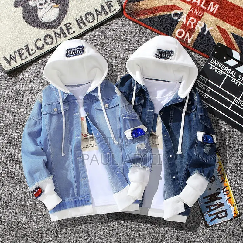 Men's Hooded Denim Jacket - Korean Style Slim Fit