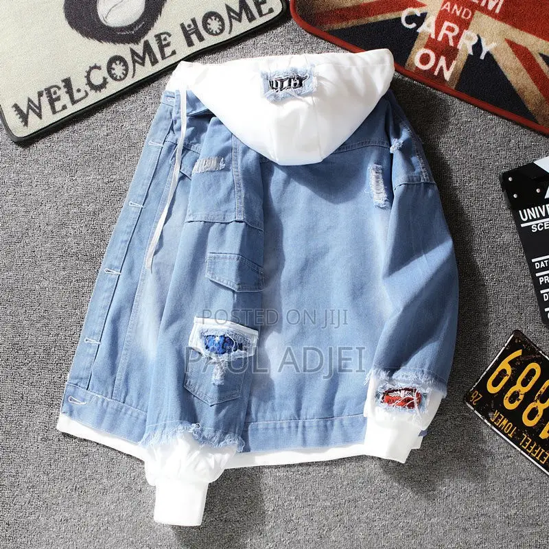 Men's Hooded Denim Jacket - Korean Style Slim Fit