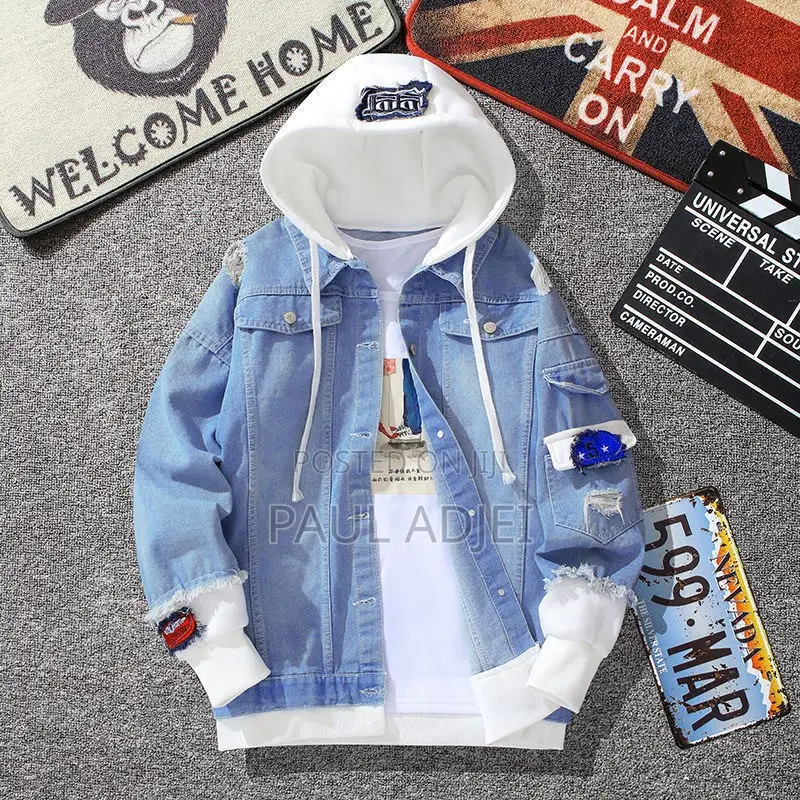 Men's Hooded Denim Jacket - Korean Style Slim Fit