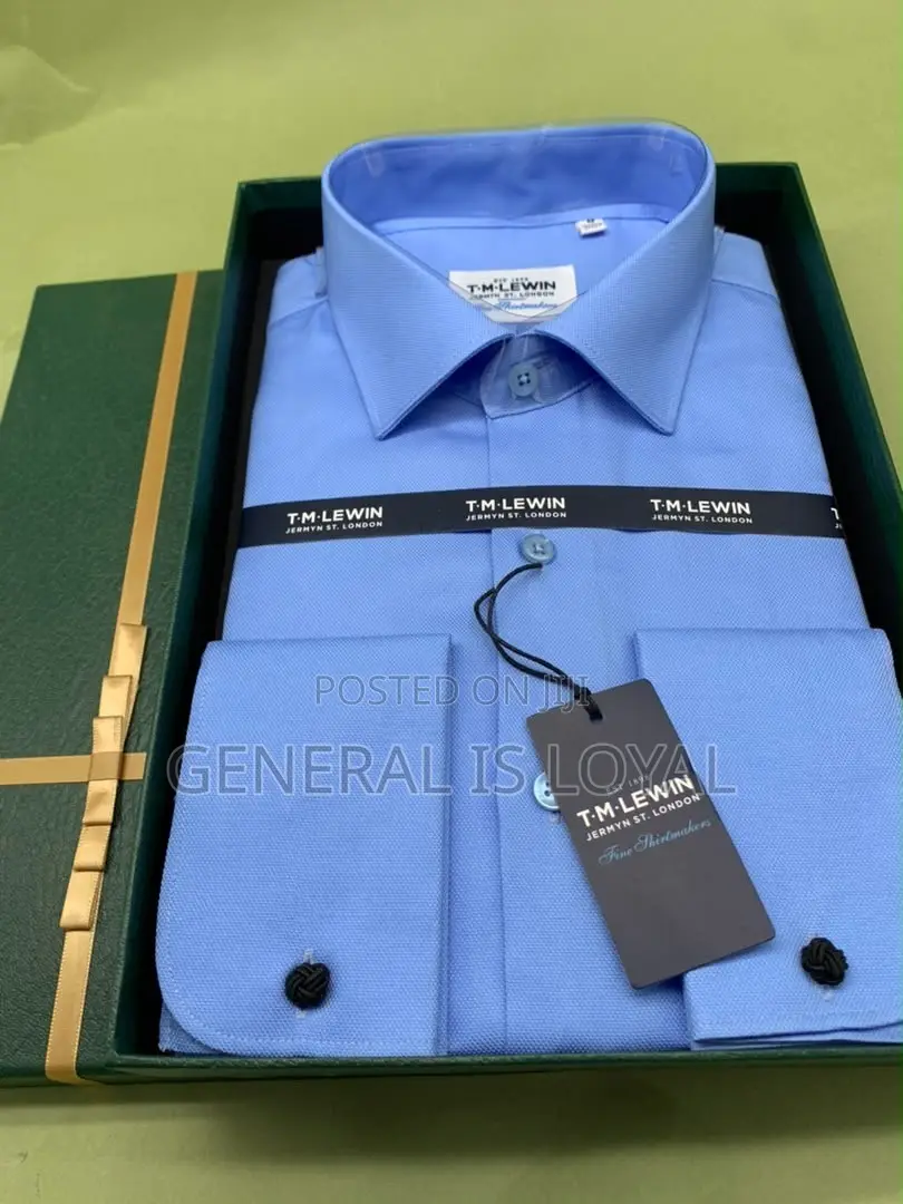 Tm Lewin White / Blue Cotton Long Sleeve Shirt