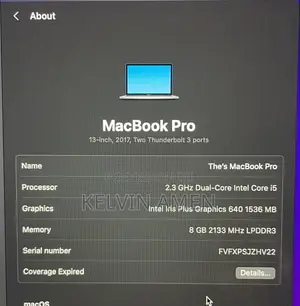 Laptop Apple MacBook Pro 2017 8GB Intel Core i5 SSD 128GB