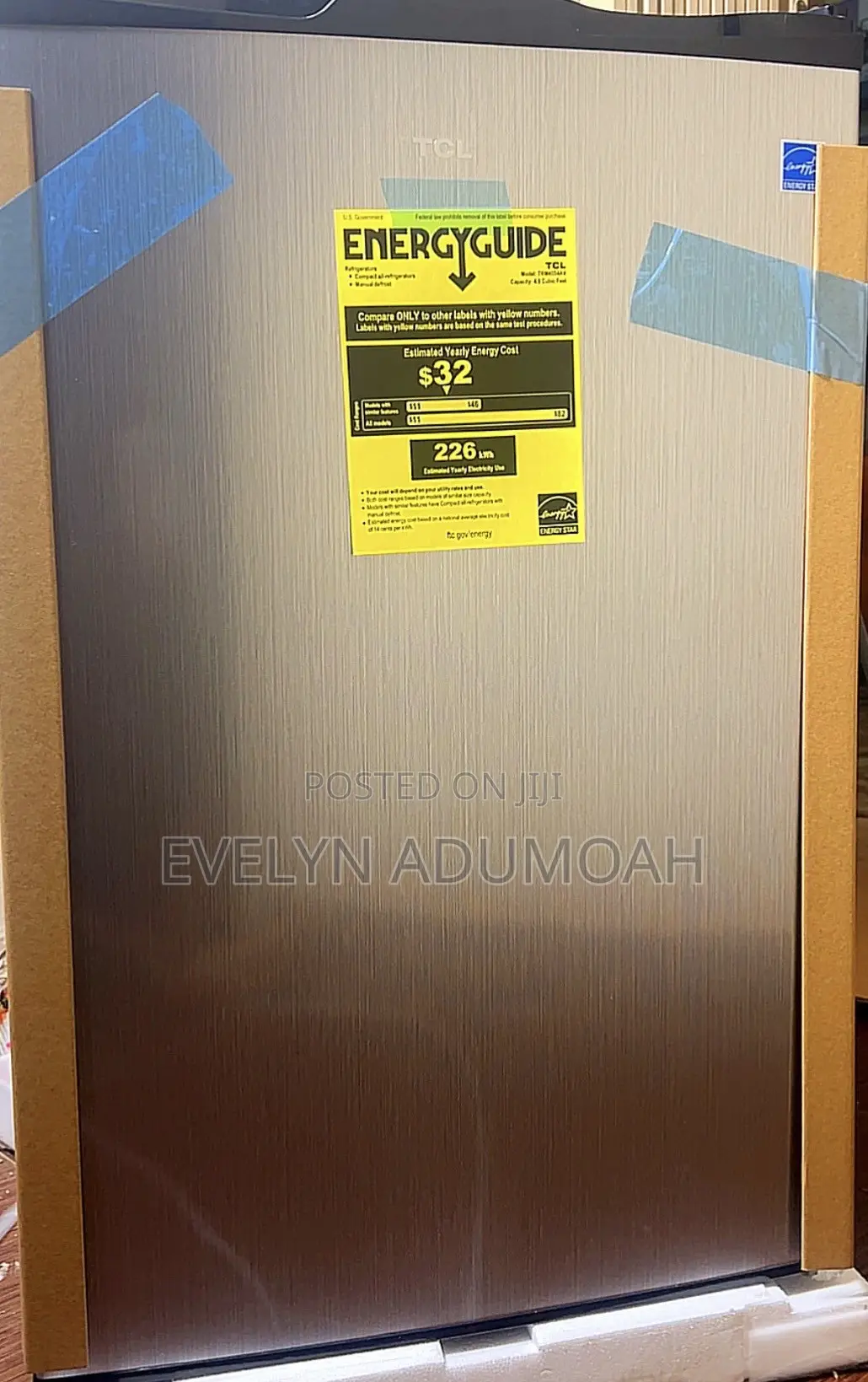 Brand New TCL Mini Fridge - Energy Efficient - Stainless Steel Finish