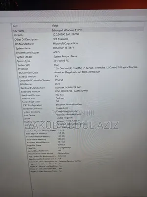 Desktop Computer Asus 16GB Intel Core i7 HDD 2T