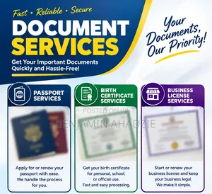 Birth Certificate, Passport and Business Certificate Available