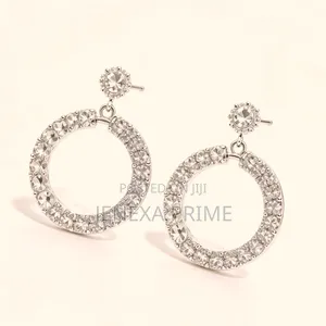 Elegant Silver Crystals Hoop Earrings
