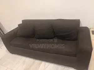 Black 3 Seater Fabric Sofa