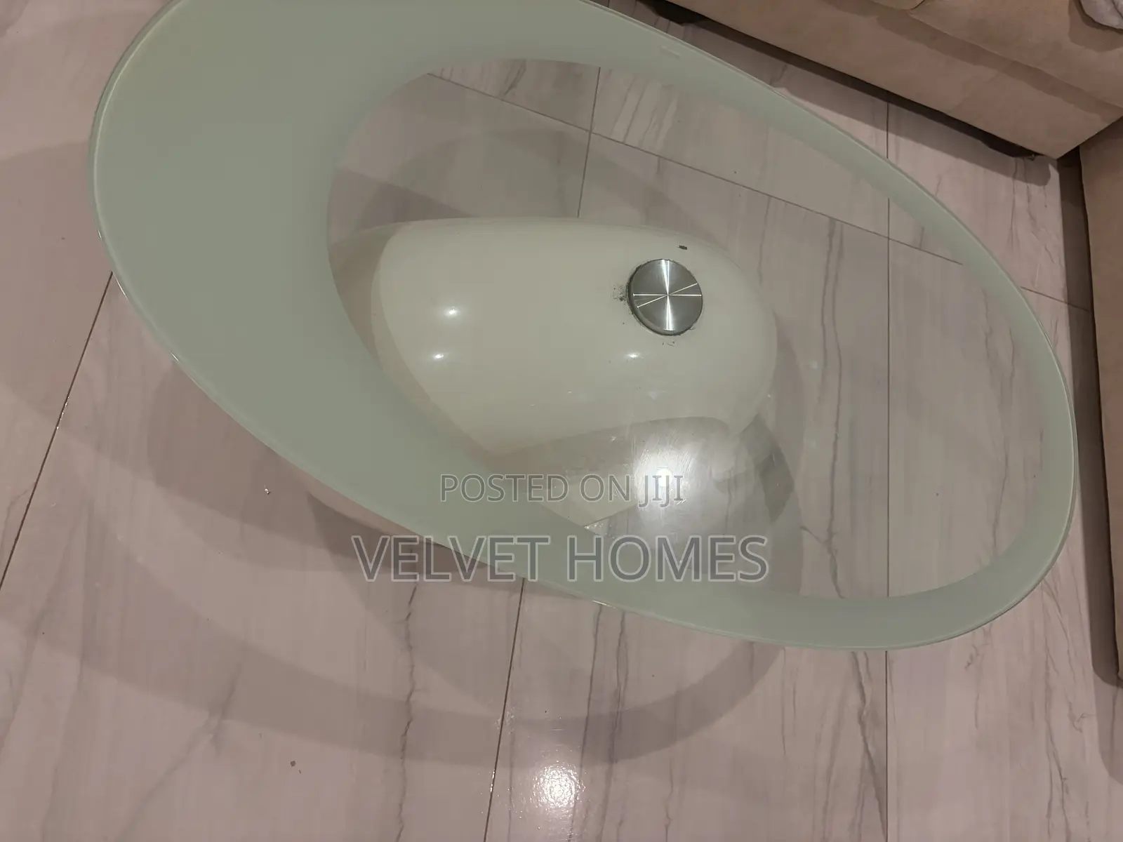Modern Oval Glass Coffee Table