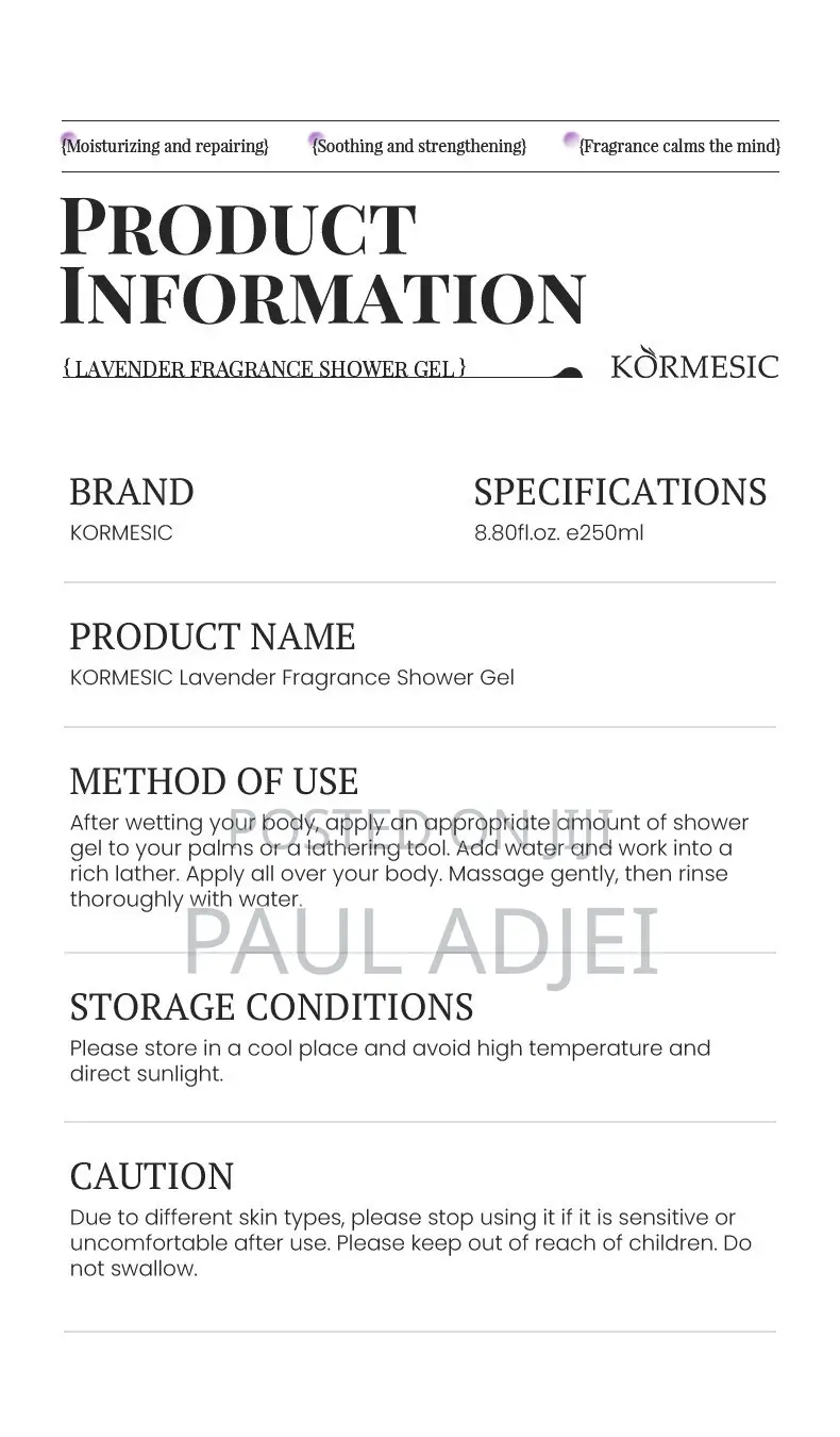Kormesic Shower Gel - Rich Creamy Foam Body Wash