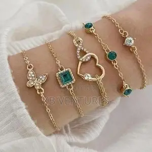 5Pcs Green Gemstone Durable Stackable Vintage Chain