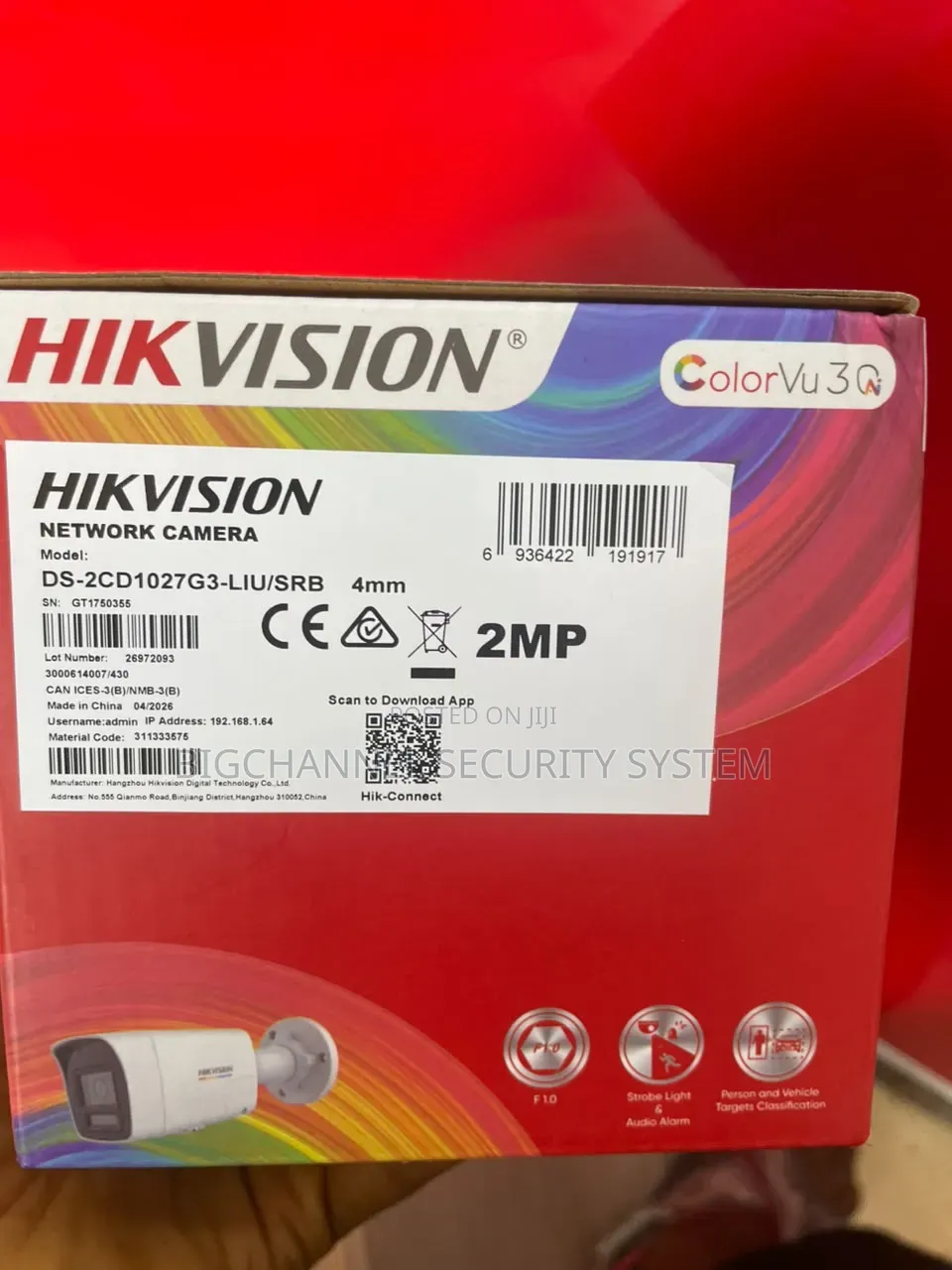 Hikvision 2mp Colorvu 3.0 With Motion Detection Ds-2cd1027g3-Liu/SRB
