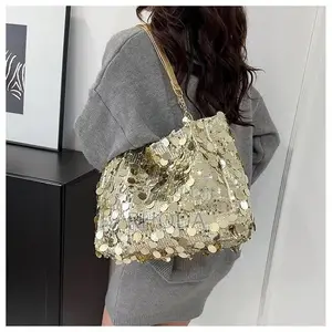 Miss DG 2025 Gold Sequin Chain Shoulder Bag