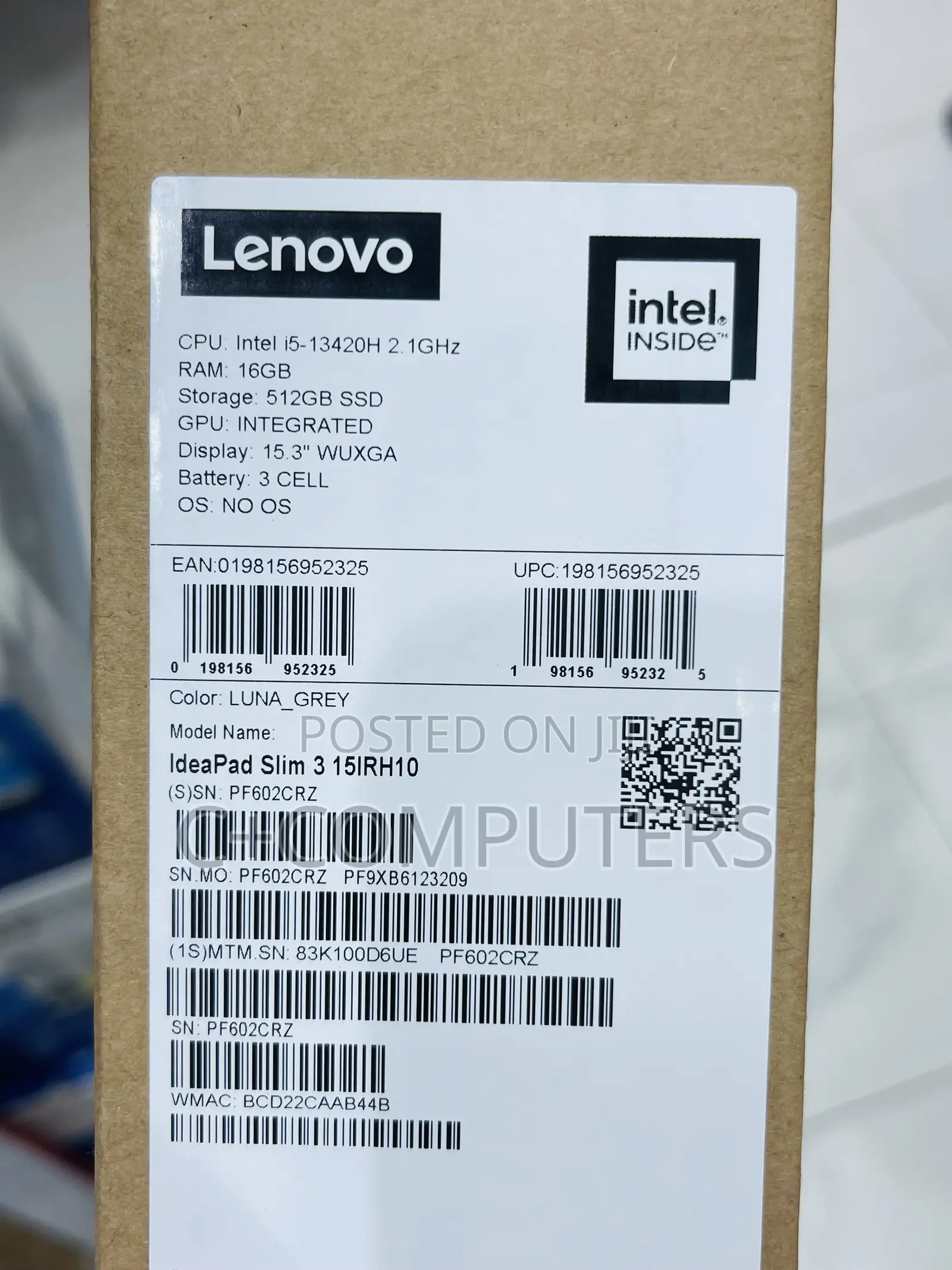 New Laptop Lenovo Ideapad 3 16GB Intel Core i5 SSD 512GB