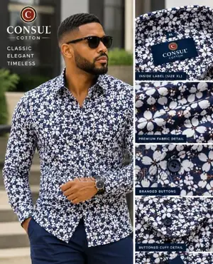 Consul Men's Classic Long Sleeve Shirt Floral Print