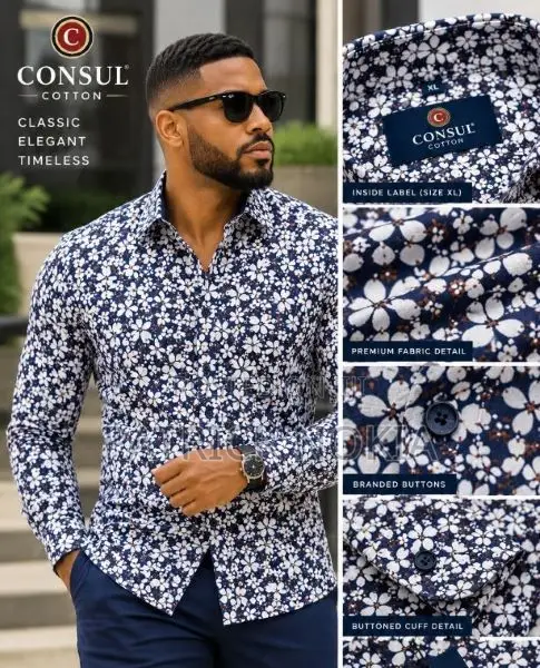 Consul Men's Classic Long Sleeve Shirt Floral Print