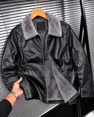 High Quality Leather Inner Fleeced Winter Jacket Black Color Available