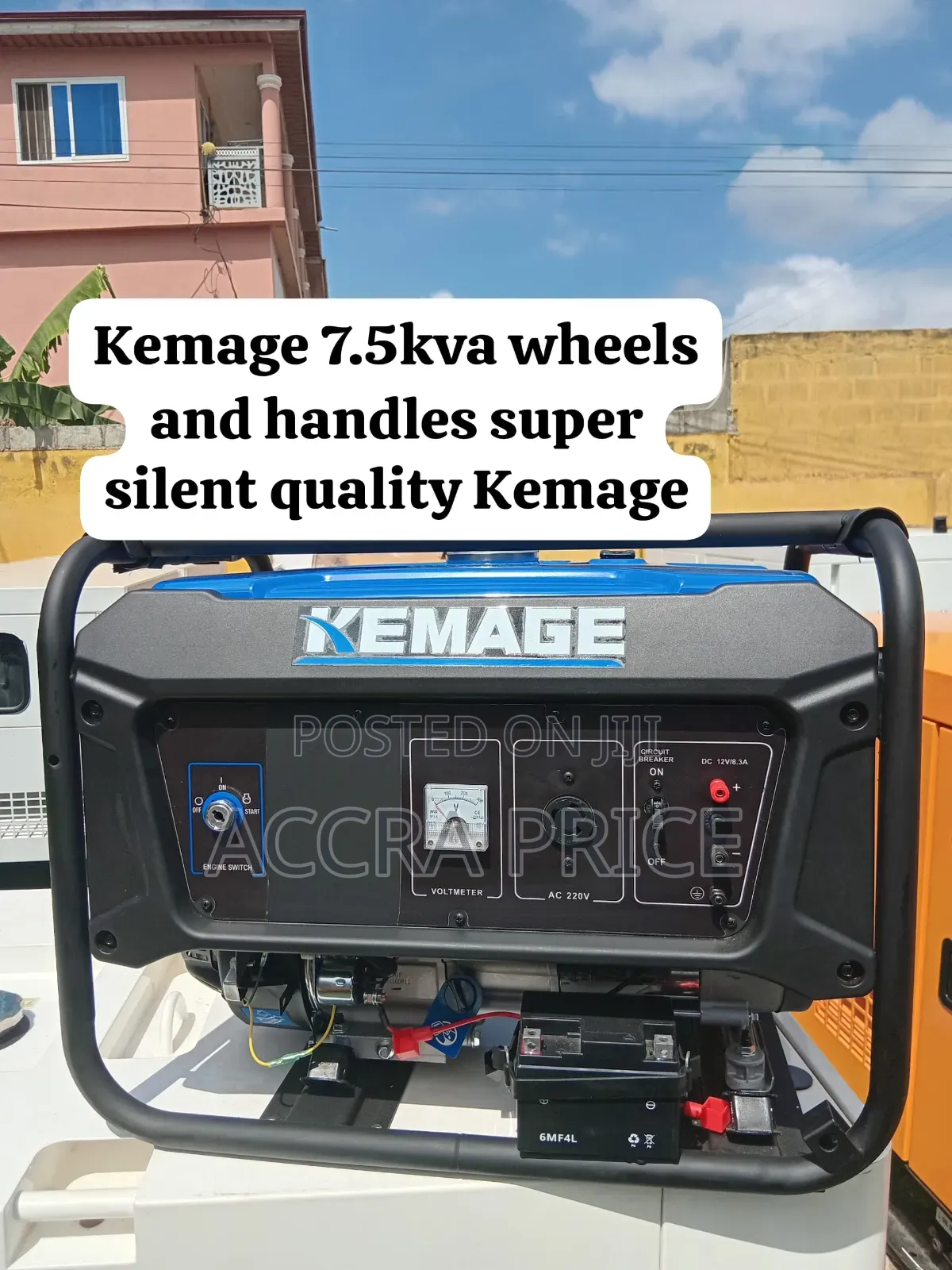 Kemage 7.5kVA Portable Generator With Wheels and Convenient Handles