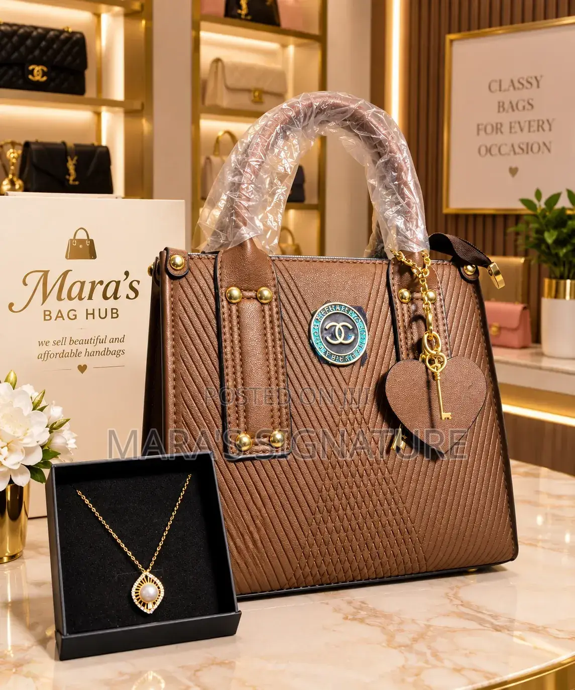 GG Embossed Structured Office Tote Bag