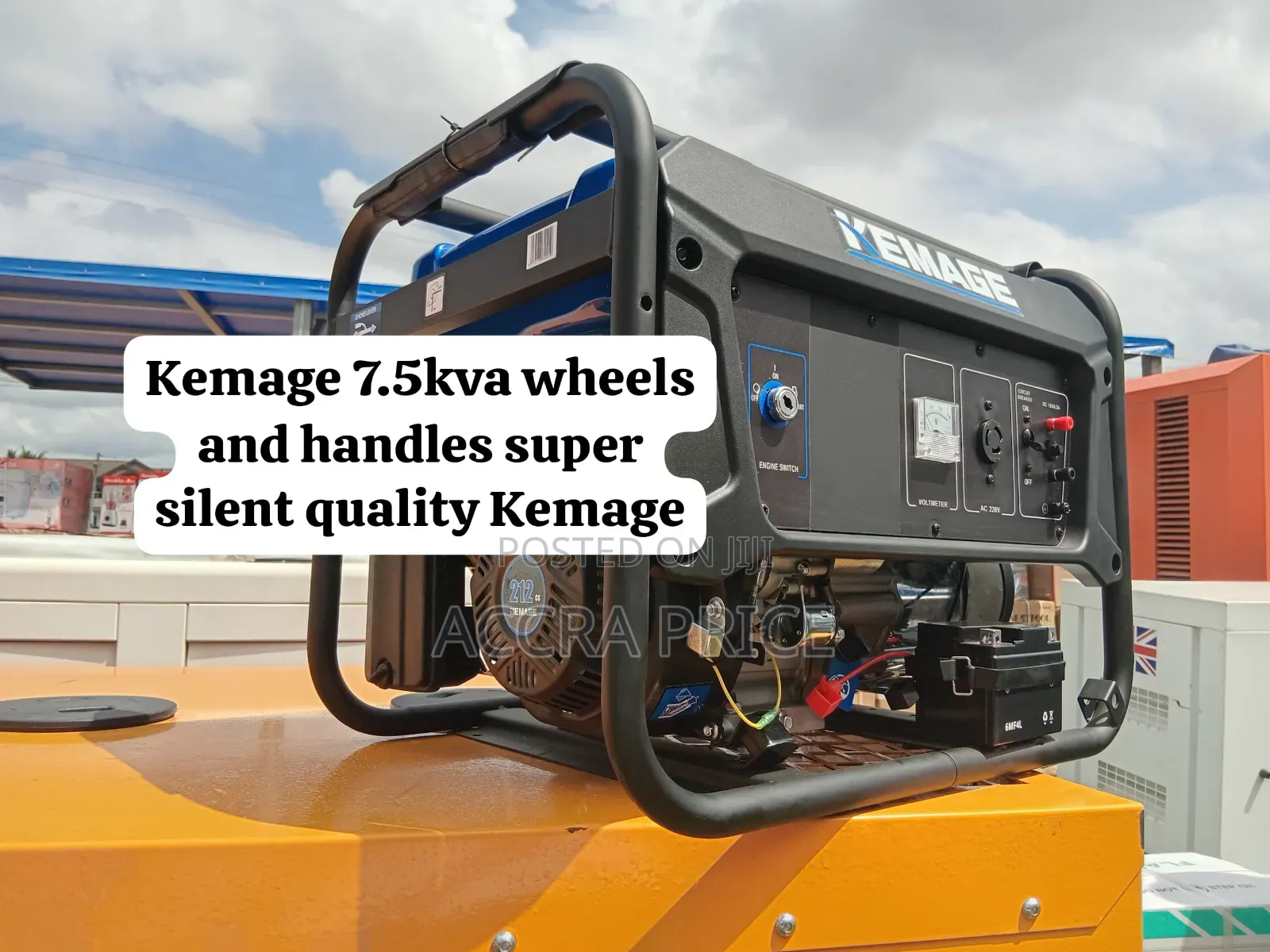 Heavy-Duty Kemage 7.5kVA Generator With Wheels and Handles