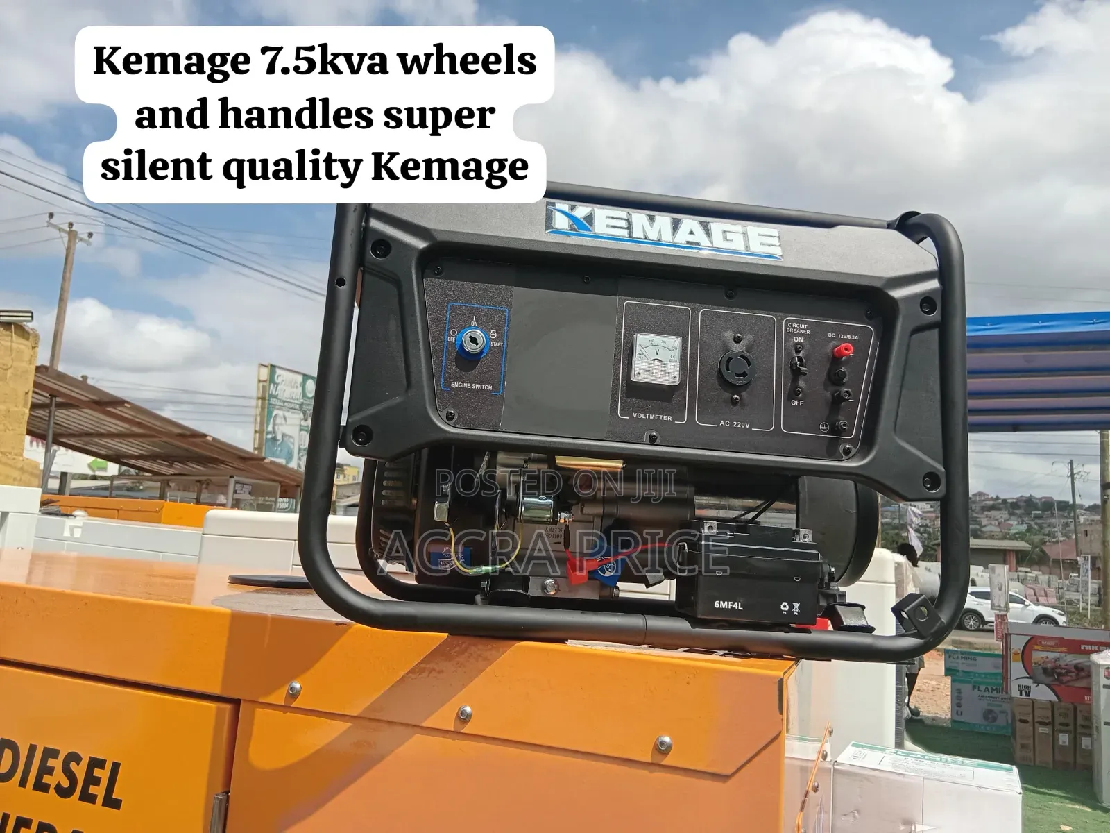 Heavy-Duty Kemage 7.5kVA Generator With Wheels and Handles