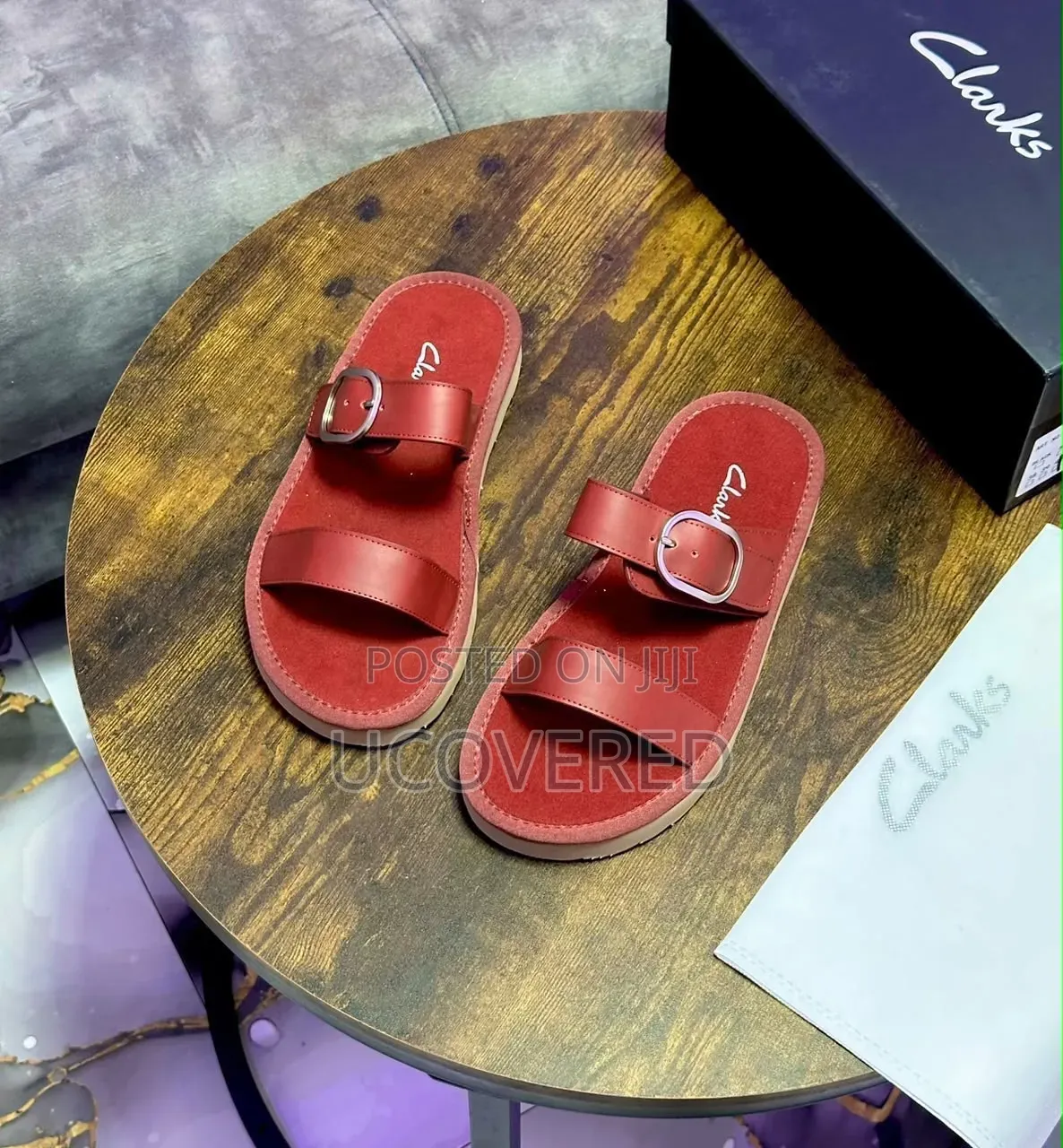 Clark's Two-Strap Flat Slide Sandals/Slippers