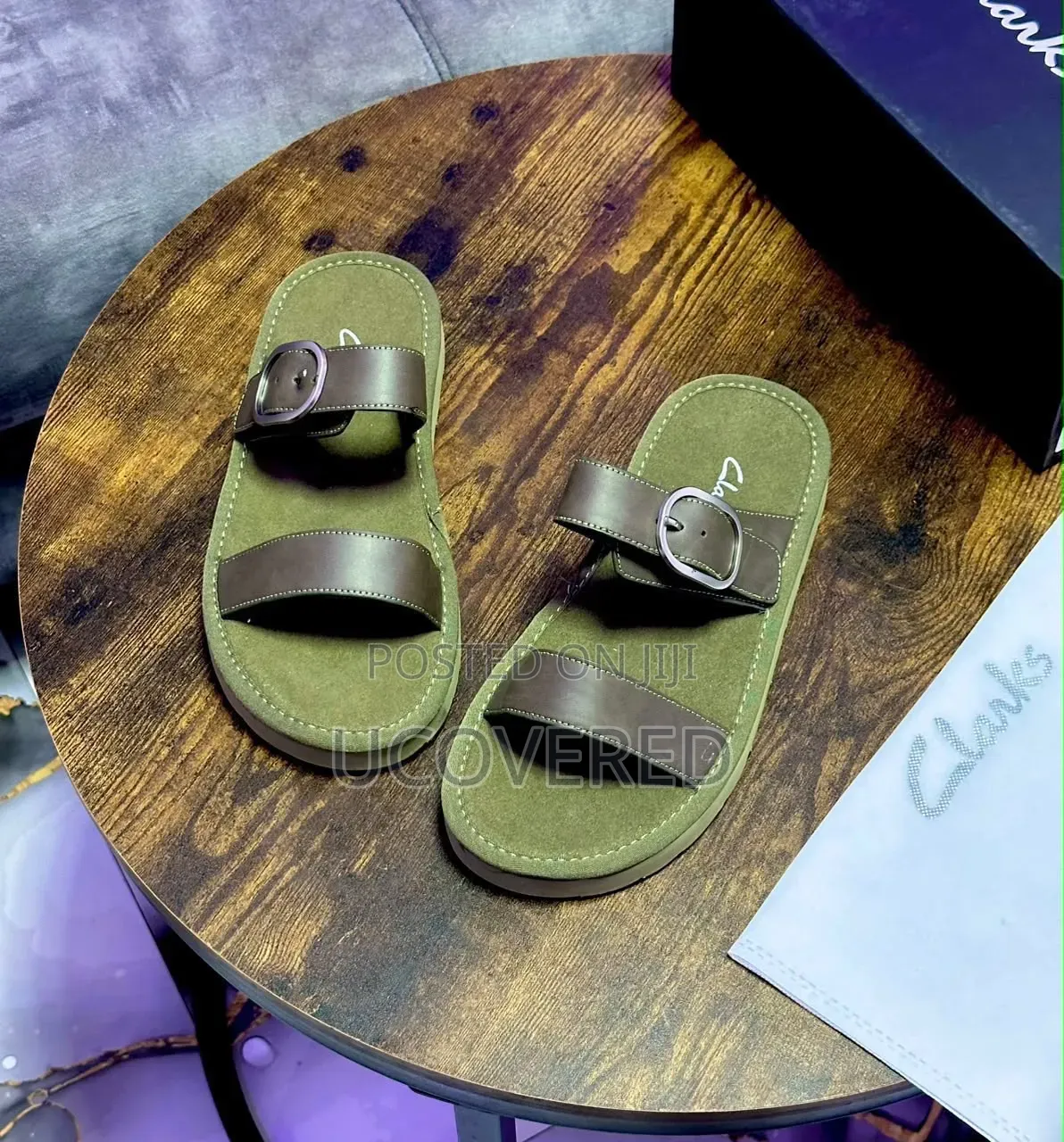 Clark's Two-Strap Flat Slide Sandals/Slippers