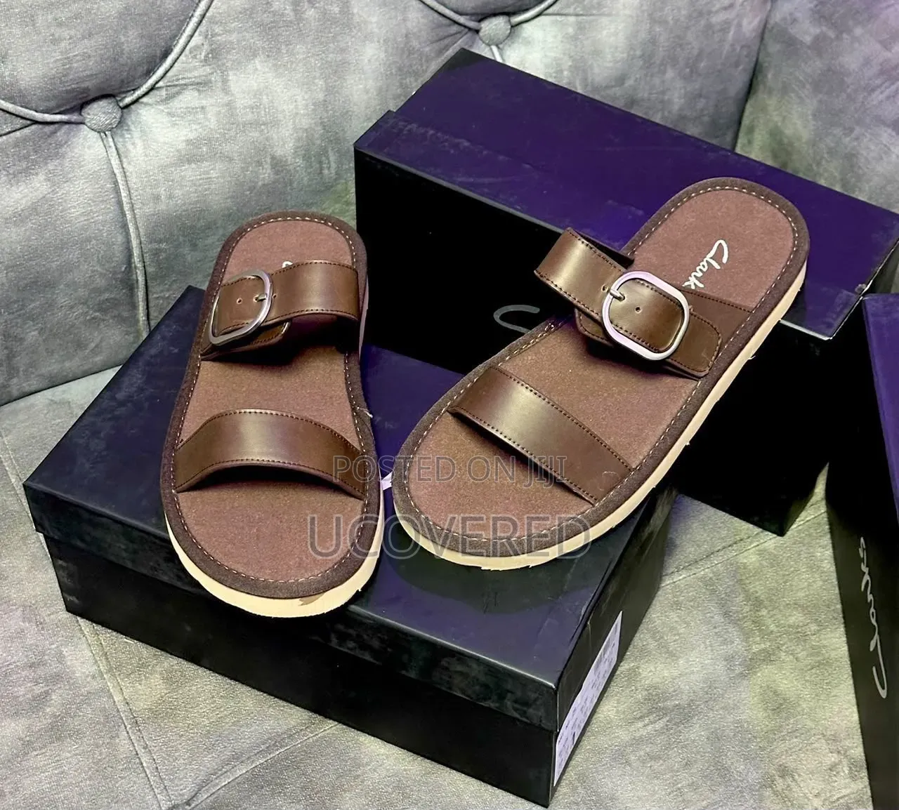 Clark's Two-Strap Flat Slide Sandals/Slippers