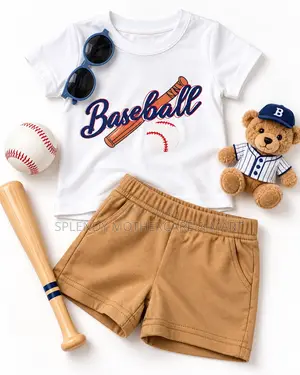Kids' Baseball Print Two-Piece Summer Outfit