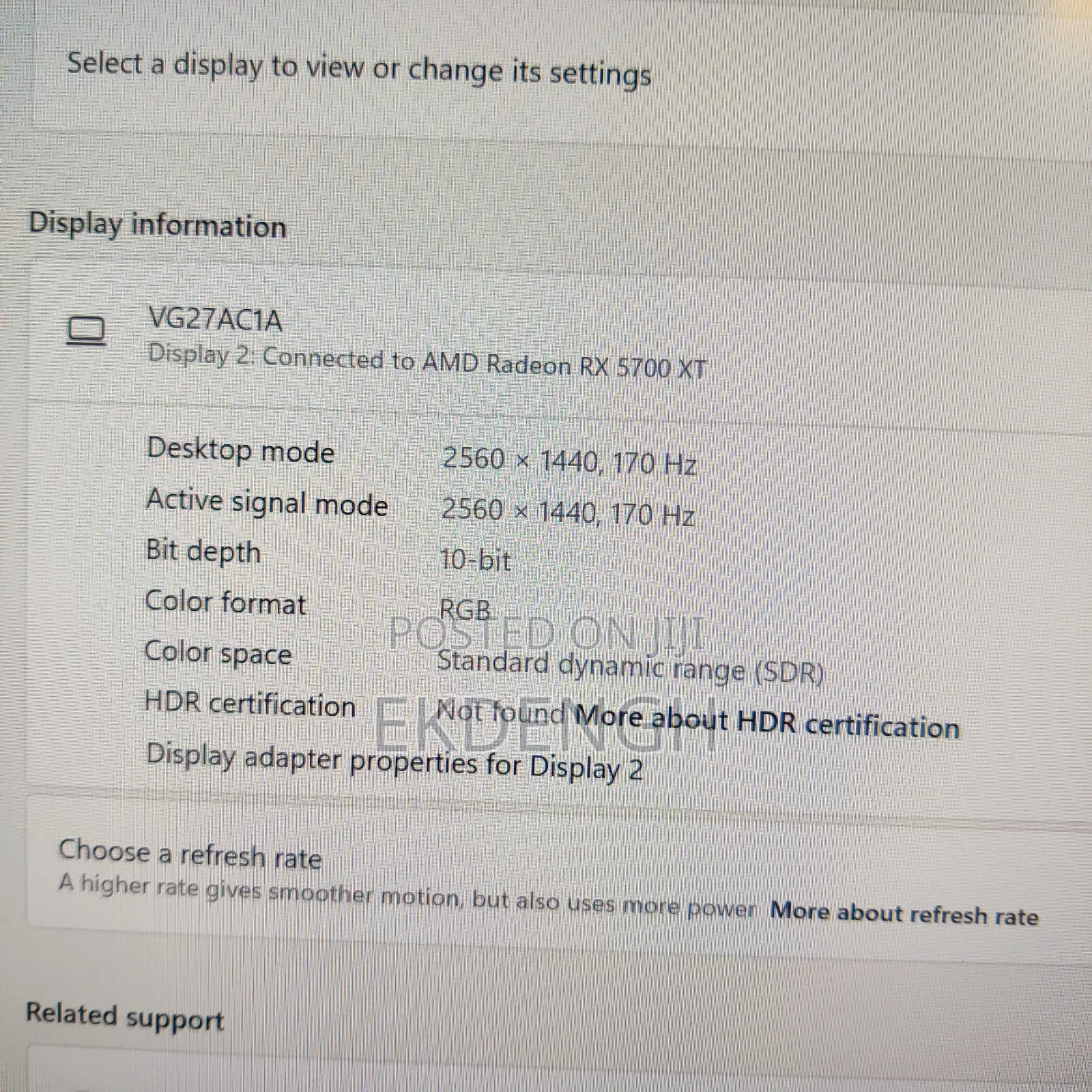 ASUS Tuf Gaming Vg27ac1a 27" 2k 170hz 1ms Rt Ips Panel HDR Support