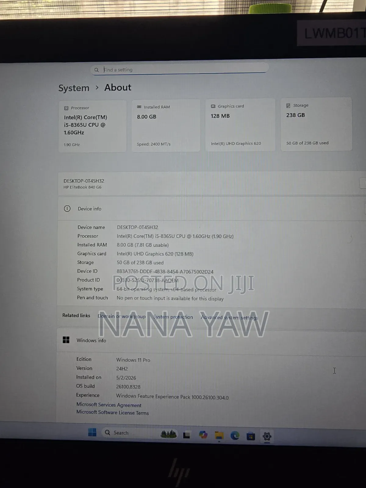 Laptop HP EliteBook 840 G6 8GB Intel Core i5 SSD 256GB