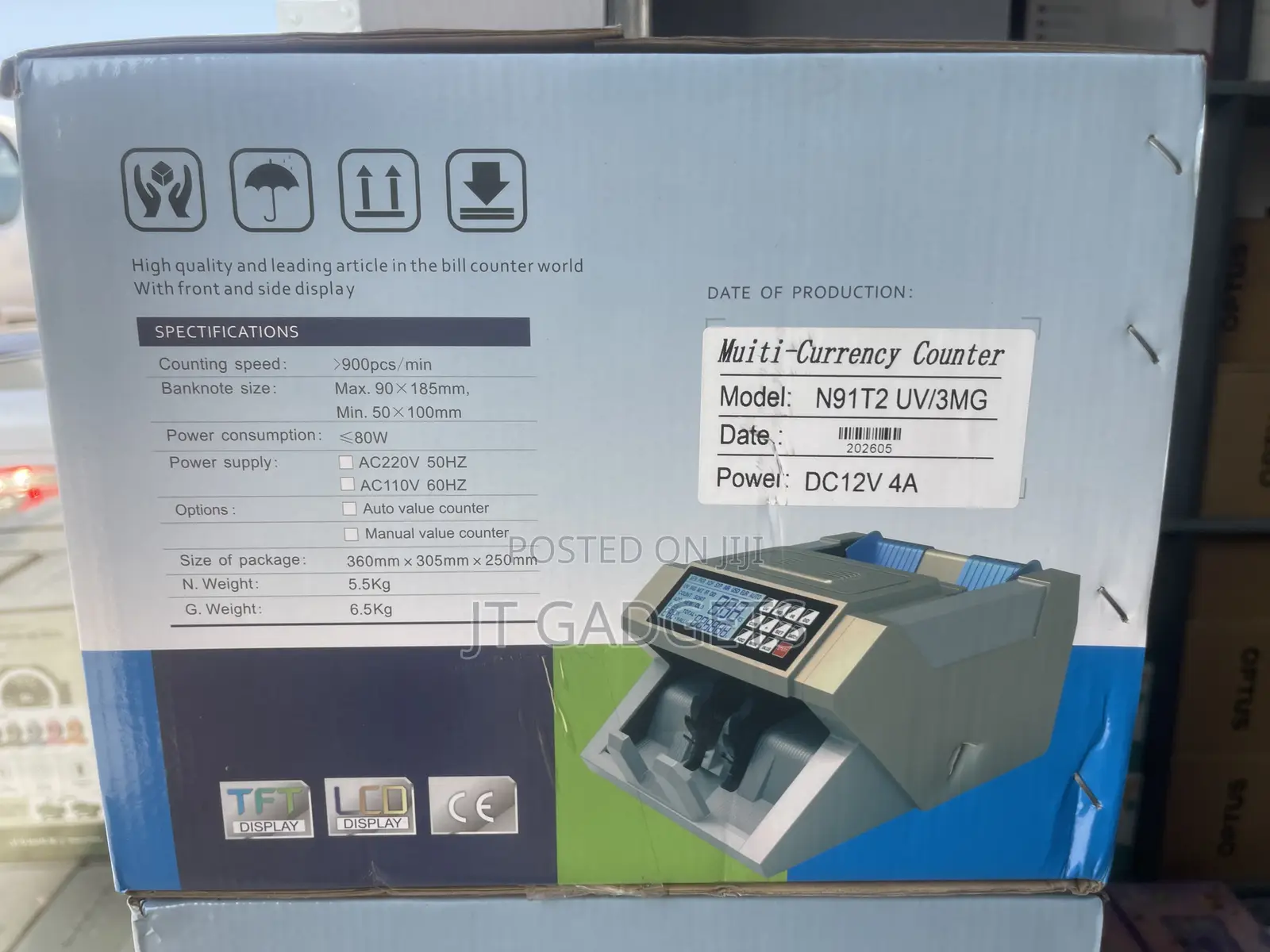 Bill Counter Fake Note Detector Money Counting Machine (N91T2 UV/3MG)