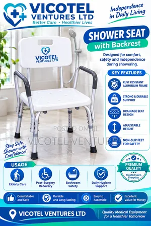 Shower Seat With Backrest and Handle