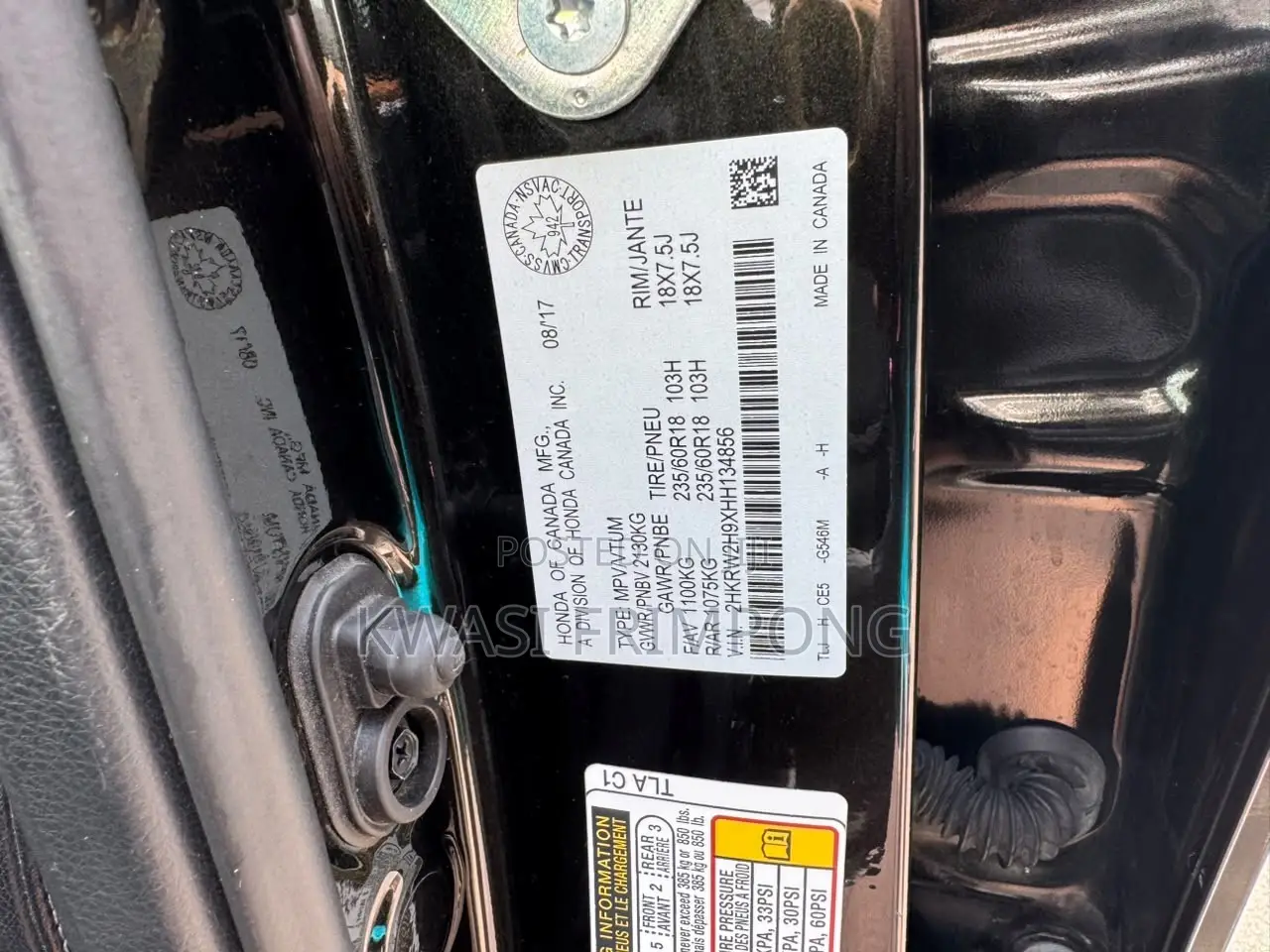 Honda CR-V Touring AWD 2019 White