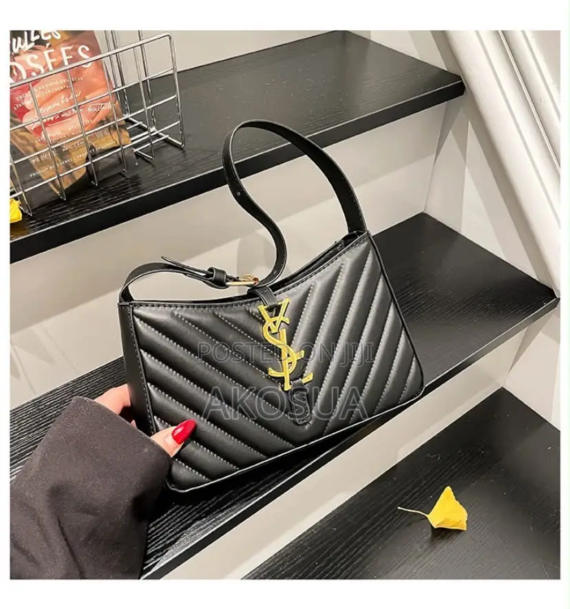 Black Quality Shoulder Bag With Gold Chain- Designer Inspired