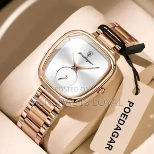 Poedagar Ladies Luxury Quartz Wristwatch in Silver Blue Dial