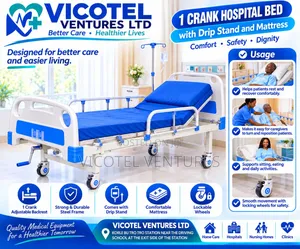 1 Crank Hospital Bed With Mattress Drip Stand