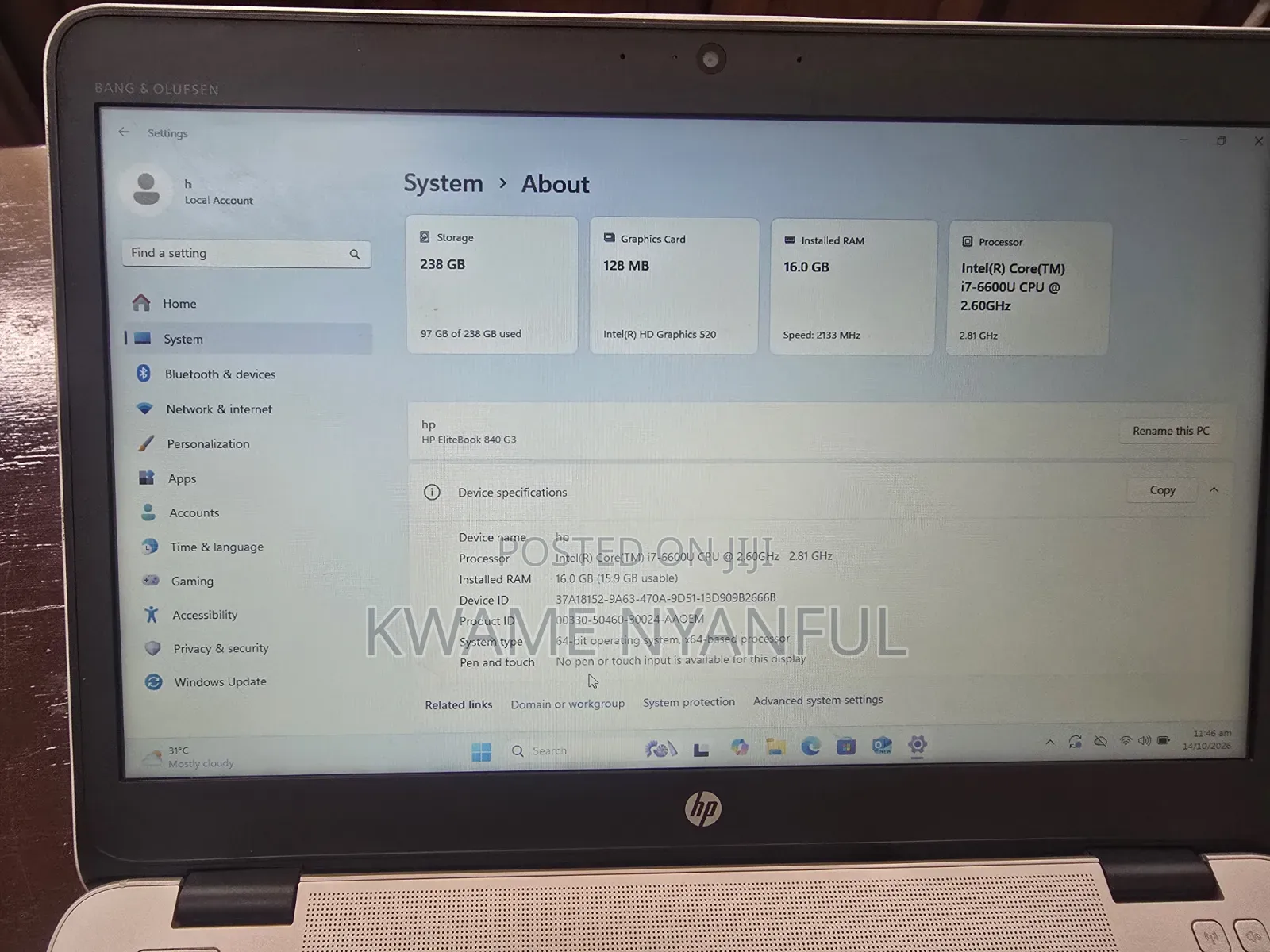 Laptop HP EliteBook 840 G3 16GB Intel Core i7 SSD 256GB
