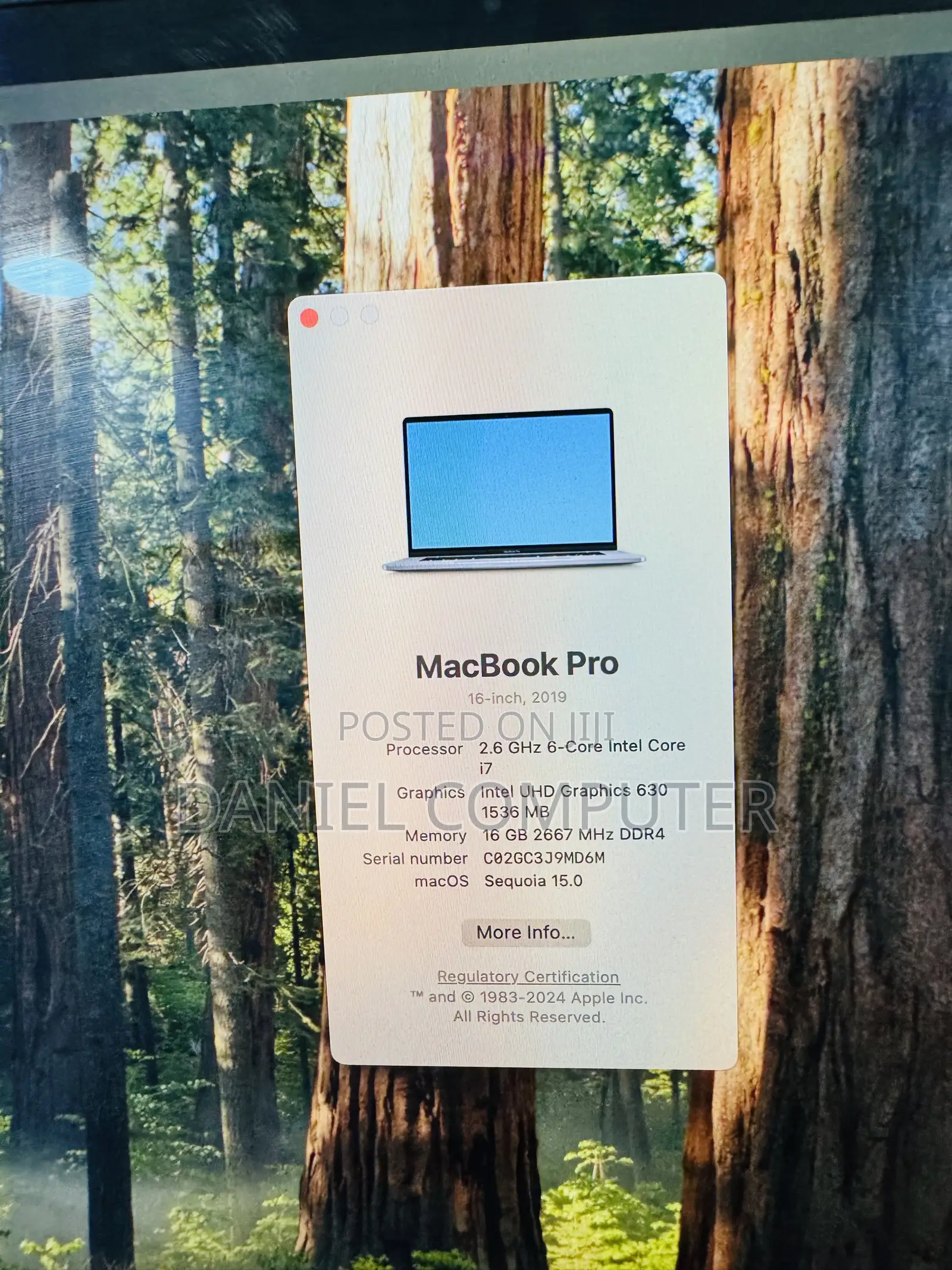 Laptop Apple MacBook Pro 2019 16GB Intel Core i7 SSD 512GB