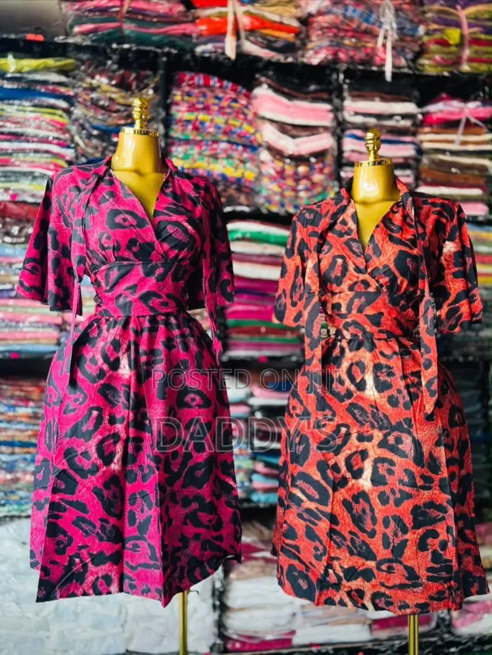 Ladies Leopard Print Wrap Dress With Tie Neck