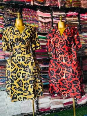 Ladies Leopard Print Wrap Dress With Tie Neck