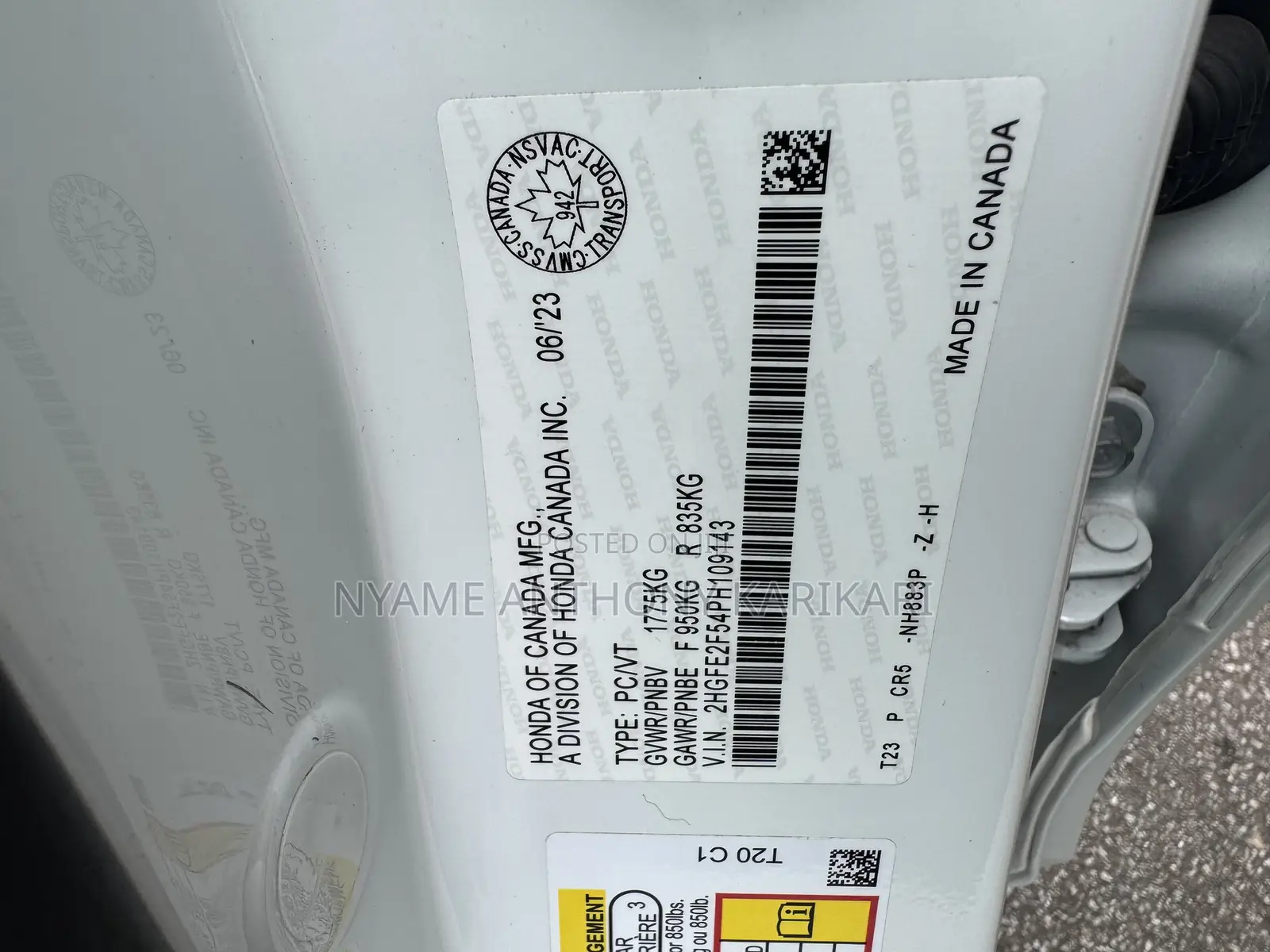 Honda Civic Sport CVT 2023 Pearl