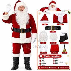 Santa Claus Costume Full Set Extra Large Velvet