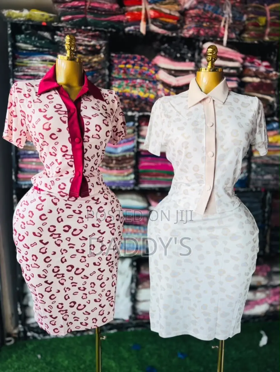Leopard Print 2-Piece Set - Polo Top & Skirt