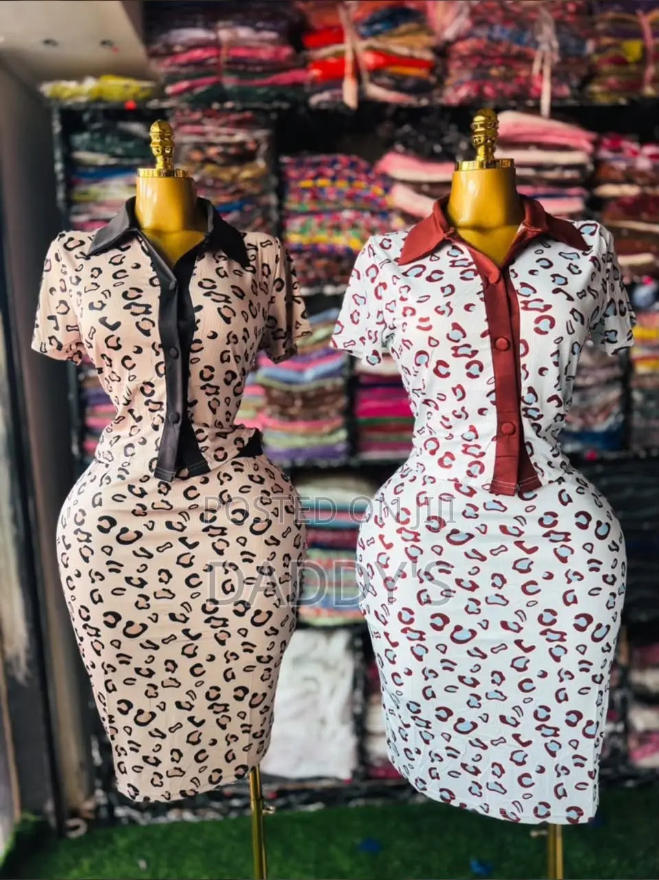 Leopard Print 2-Piece Set - Polo Top & Skirt