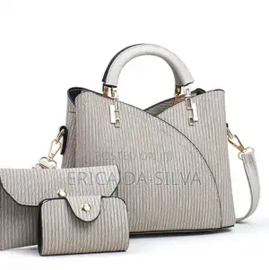 Premium 3in1 Matte Corporatee Handbag Set(black and Grey)