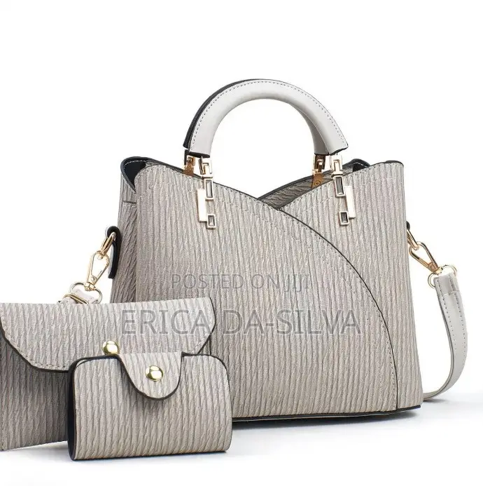 Premium 3in1 Matte Corporatee Handbag Set(black and Grey)