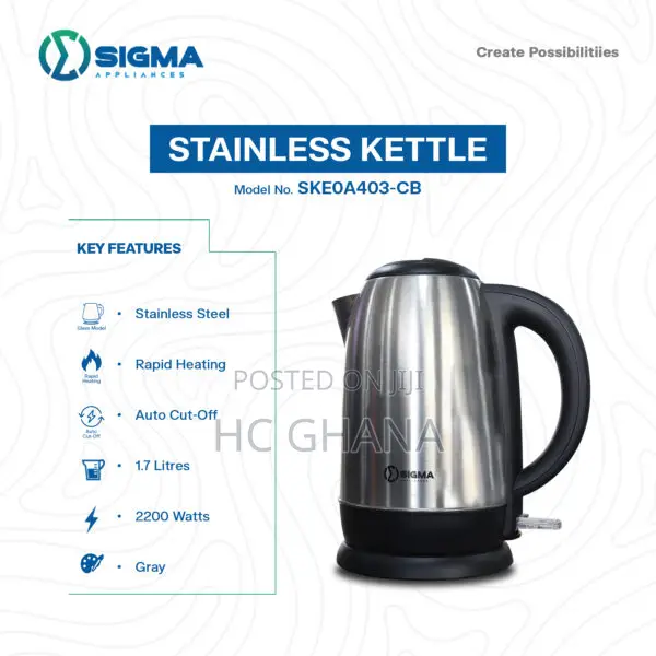 SIGMA 1.7L Stainless Steel Electric Kettle