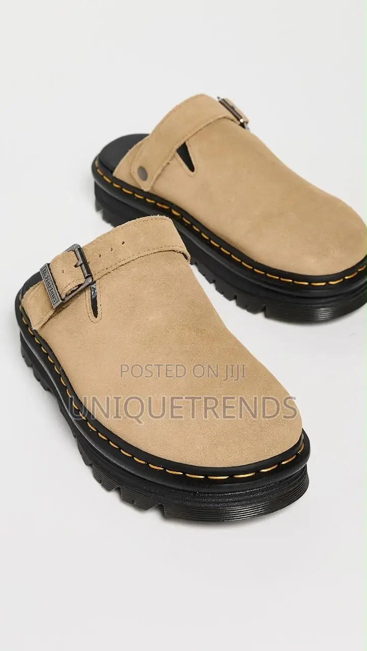 Quality DR. MARTENS ZEBZAG Suede Mules (Tan)