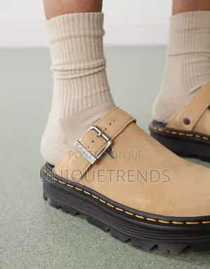 Quality DR. MARTENS ZEBZAG Suede Mules (Tan)
