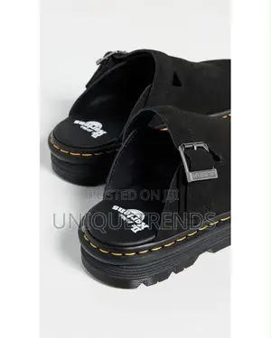 DR. MARTENS ZEBZAG Suede Mules (Black)