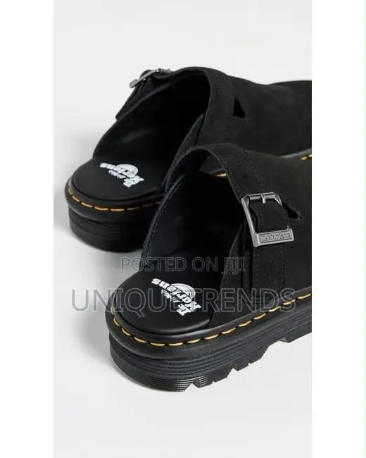 DR. MARTENS ZEBZAG Suede Mules (Black)